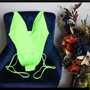 Hollow-Out Neon One-Piece Swimsuit
